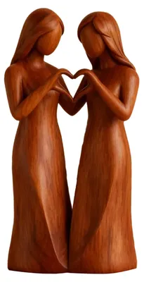 Produktbild von Schwesterfigur, stehend, 2/3/4 Frauen, Holzskulptur, Freundschaftsgeschenk für beste Freundinnen, Schreibtischdekoration für Wohnzimmer, Schlafzimmer, Büro
