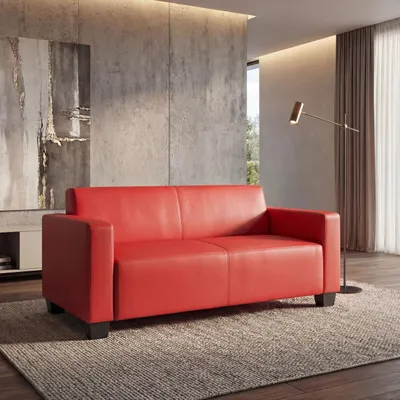 Zdjęcie produktu dla Modułowa sofa 2-osobowa sofa Lyon sofa wypoczynkowa sztuczna skóra 136cm ~ czerwony