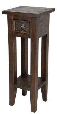 Produktbild von Holz Beistelltisch mit Schublade Mahagoni braun kolonial Nachttisch Dekotisch