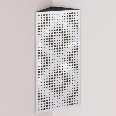 Produktbild von 2er-Pack – Schmale akustische Eck-Bassfalle mit Samtstoff | 50x23x10 cm |Reflexion - Schalldämmung | [REBAT - Weißer Kunststoff |Beige]
