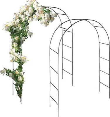 Produktbild von Gartenbogen aus Metall, Rosenspalier für Kletterpflanzen, 240x140x35 cm, schnelles Stecksystem