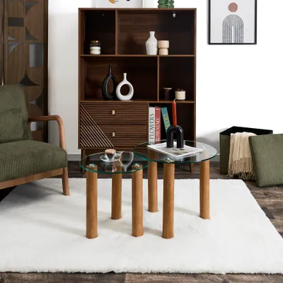 Image de Table d'appoint - HOME DECO FACTORY - Verre Trempé - Marron