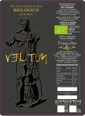 Zdjęcie produktu dla Oliwa z oliwek extra virgin Veltun certyfikowana ekologiczna – 500 ml – pochodzenie 100% włoskie – zbiór 2025/26