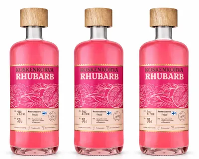 Produktbild von Koskenkorva Rhubarb Likör 3x 0,5L – Finnischer Likör mit Rhabarber & Granatapfel, 21% Vol.- [Enthält Sulfite]