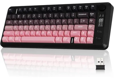 Zdjęcie produktu dla Klawiatura bezprzewodowa - 82 klawisze - Membranowa - Podświetlenie RGB - Dwa tryby połączenia Bluetooth i 2.4G