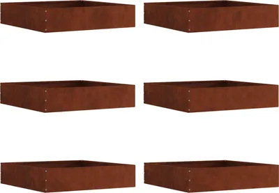 Zdjęcie produktu dla vidaXL Obrzeże trawnikowe 6 szt. rdzawe 60 x 60 x 13 cm Stal odporna na warunki atmosferyczne