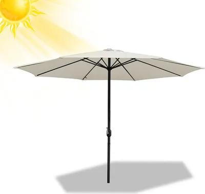 Image de Fiqops 2.7m Parasol UV40+ Inclinable Protection solaire Parasol de jardin Parasol de plage，Beige