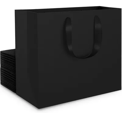 Obrázek produktu pro Černé dárkové sáčky - papírové sáčky o hmotnosti 250 g/m² s uchem - 20 kusů, rozměry 32 x 11,5 x 28 cm