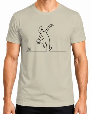 Imagen del producto de Camiseta para hombre con el diseño "La Línea Osvaldo Cavandoli Balum Strichmännchen", color natural, talla S