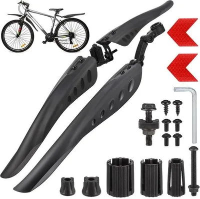 Produktbild von Ibenzoa® Universelles MTB‑Schutzblech‑Set für Mountainbike, 24–29 Zoll, 2‑teilig, schwarz, verstellbar, PVC, mit reflektierenden Stickern
