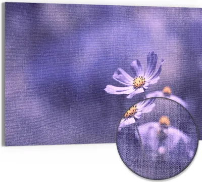 Produktbild von DEQORI Hybrid Leinwand Bild 90x60 cm 'Lilablütenzauber' Wandbild Glas flach modern