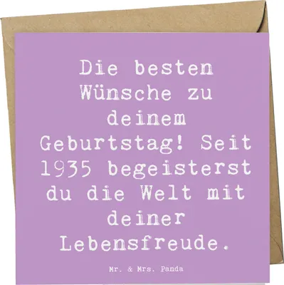 Produktbild von Mr. & Mrs. Panda Grußkarte Spruch 1935 Geburtstag - Lavendeltraum - Geschenk, Klappkarte, faltkarte, Happy Birthday, anlasskarte, Geburtstagsjahr, Alter, doppelkarte