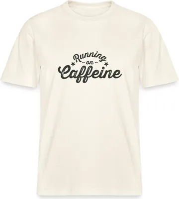 Produktbild von Spreadshirt Running On Caffeine Schriftzug Retro Style Relaxed Fit Uni T-Shirt, 3XL, Naturweiß