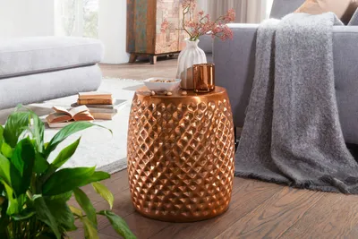 Produktbild von Couchtisch Beistelltisch SIRAK 32x32x42 cm rund Aluminium Kupfer