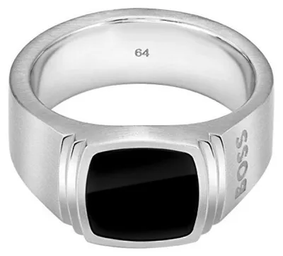 Image de Bague homme en acier avec onyx Odell 1580652 - Circonférence : 66 mm.