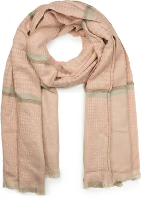 Produktbild von styleBREAKER breiter XXL Schal mit Fischgrät Karo Muster, Zierstreifen und Fransen, Strickschal, Uni 01017027