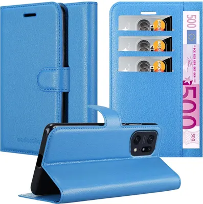 Produktbild von Cadorabo Hülle für Oppo FIND X5 PRO Schutz Hülle in Blau Handyhülle Etui Case Cover Magnetverschluss