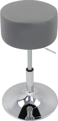 Image de Tabouret de bar rond Divito – Réglable en hauteur 52–67 cm – Avec dossier – Ergonomique – Gris – Cuisine & bar – Pivotant à 360° – 1 pièce