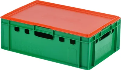 Produktbild von E2 Kisten mit rotem Deckel 600 x 400 x 200 mm Farbe: grün