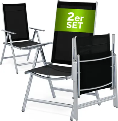 Produktbild von CASARIA® Gartenstühle 2er Set Hochlehner Klappbar 8-Fach Verstellbar Camping Stuhl Aluminium Wetterfest Klappstuhl 120kg Belastbarkeit Garten Balkon