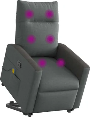 Image de vidaXL Fauteuil de massage avec releveur Tissu gris foncé