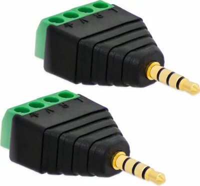 Produktbild von 2X Klinke Adapter Stecker 3,5mm >Terminal Block 4-Pin Schraub Klemmen Kabel Adapter