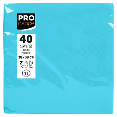 Image de Pronappe 30x 40 serviettes micro-gaufrées ouate 2 plis 38x38 cm Azur SV623806I