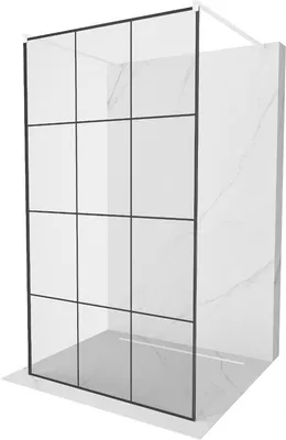 Produktbild von Mexen Kioto freistehende Duschwand 110 x 200 cm, Transparent/Schwarzes Design 8 mm, Weiß - 800-110-002-20-77