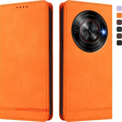 Produktbild von Hülle für ZTE Blade A75 5G, Retro Kunstleder Ständer Klapphülle mit Kartenfächer und Magnetische Orange