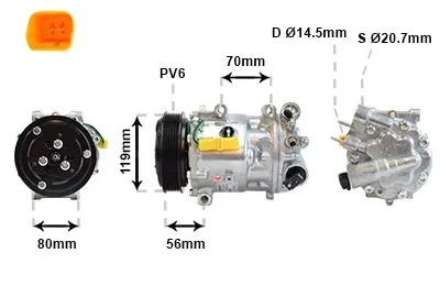 Produktbild von VAN WEZEL 4000K322 SD7C16 Klimaanlage Klimakompressor PAG 46 R134a für CITROËN C5 III Kombi (RW) passend für PEUGEOT 508 SW I (8E) 407 SW (6E) 407