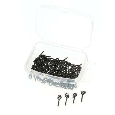 Obrázok produktu pre Sada 100 kusov skrutiek na boilies, priemer 14 mm – oválne karabínky vhodné na lov kaprov a používanie s návnadami typu "pop-up"