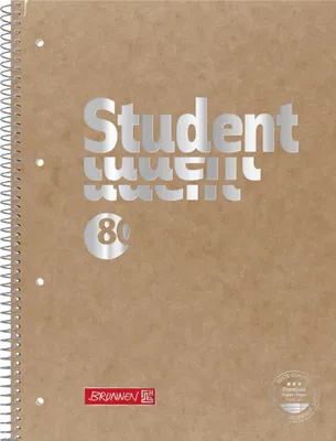 Immagine prodotto di BRUNNEN 106782770 Collegeblock Student Premium FACT!plus A4 foderato, con linea di margine interna ed esterna, Lin. 27 Copertina: marrone