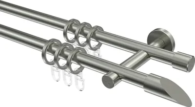 Produktbild von Interdeco Gardinenstange / Vorhangstange Edelstahl, Typ Enorma Santoni (Schräge), 16 mm Ø 2-läufig, 600 cm