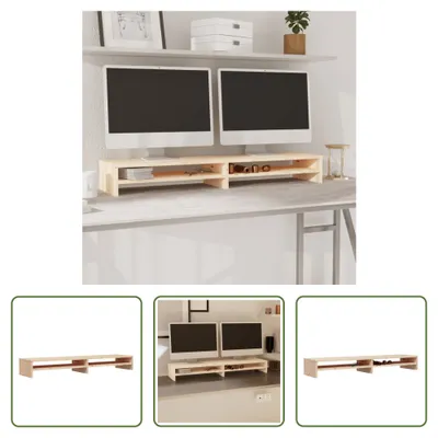 Image de The Living Store support d'écran 100x24x13 cm pin massif