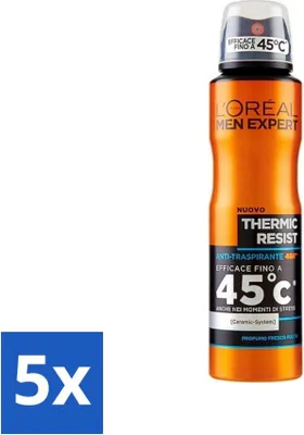 Obrázok produktu pre L'Oréal Men Expert Deo Spray - Dezodorant - Thermic Resist - 150 ml - Hodnotné balenie - 5 kusov