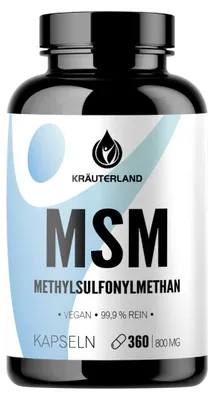 Produktbild von Kräuterland MSM Kapseln 360 Stück hochdosiert & ohne Zusätze für 6 Monate