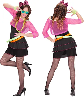 Produktbild von Neon Disco Girl Partykostüm 80er XL