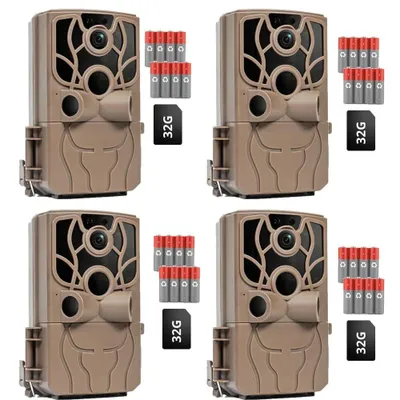 Produktbild von 4K 48MP Wildkamera mit Handyübertragung APP Wildkamera Wlan mit Bewegungsmelder Nachtsicht 120 ° Weitwinkel Wildtierkamera IP66 Wasserdicht 4 Stück