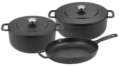 Image de Combekk Batterie de cuisine Fonte Noire 3 pièces - Cocotte ø 24, 28 cm & Poêle ø 26 cm