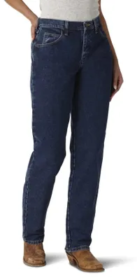 Image de Jean pour femmes Wrangler Blues, coupe décontractée, couleur indigo vieilli, taille 12, longueur 30