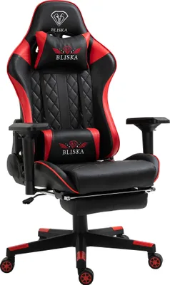 Produktbild von Chair Racing Chefsessel mit Fußstütze und ergonomsichen 4D-Armlehnen, ergonomischer Sportsitz Optik,Farbe:Schwarz/Rot
