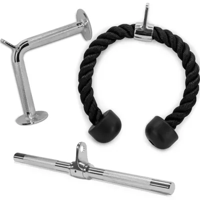 Immagine prodotto di Corda per tricipiti - 68,6 cm - Per macchina a cavi - Nylon intrecciato con impugnature antiscivolo