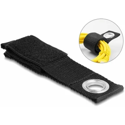 Produktbild von DeLOCK Strapazierfähiger Klettgurt mit Befestigungsöse L 260 x B 38 mm schwarz 5 Stück, Polyester, Schwarz, 38 mm, 260 mm, 5 Stück(e), Polybag
