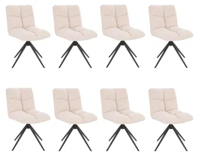 Produktbild von HOME DELUXE - Esszimmerstuhl NODA - 8er Set, Farbe: Samt Creme - 360 Grad drehbar, weiche Polsterung, bis 120 kg belastbar I Küchenstuhl Speisestühle Esszimmerstühle