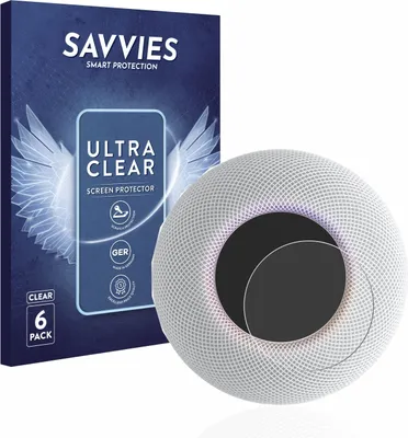 A product shot showing packaging for screen protectors and a HomePod mini speaker.
