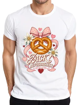 Productafbeelding van Zack! Opgeblazen pretzel, Edelweiß, , lederen broek, heren T-shirt, wit, XL