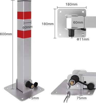 Produktbild von Sessamen-LP Parkplatzsperre klappbar mit 3 Schlüsseln, pulverbeschichteter Stahl, 180x180x600.5mm, 2 Stück, Typ B