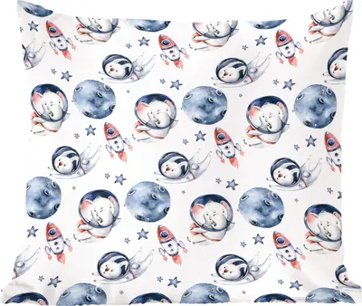 Produktbild von MuchoWow® Zierkissen Sofakissen Wohnzimmer Dekokissen 40x40 cm Kaninchen - Elefant - Rakete - Jungen - Mädchen - Kinder - Foto Kissen - Schlafzimmer Dekoration