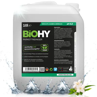 Produktbild von BiOHY Parkettreiniger + Auslaufhahn, Holzbodenreiniger, Parkettpflege, Dielenreiniger, 10 l
