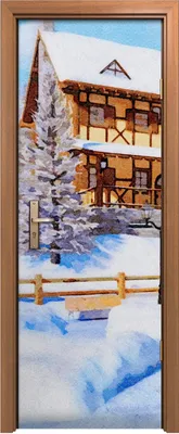 Produktbild von Türposter 70x200 cm Türaufkleber Türtapete Türfolie Klebefolie Winterlandschaft in Aquarellfarbe